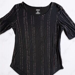 Apt. 9 Black and Pink Striped Women's Tee